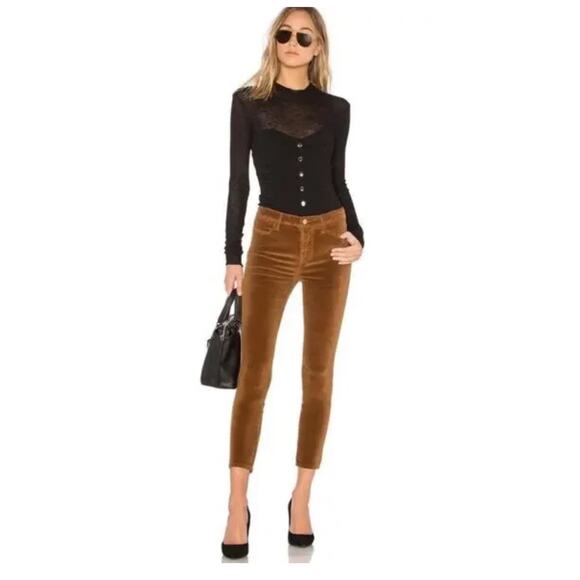 FRAME Denim Brown Velvet High Waist Skinny Pants Sz 26 Designer Luxury - Picture 14 of 14